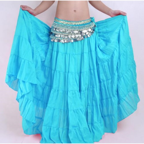 Women Tribal Belly Dance Skirt 12 Colors Lady Long Gypsy Skirts Linen Belly Dancing Practice/Performance Dress 